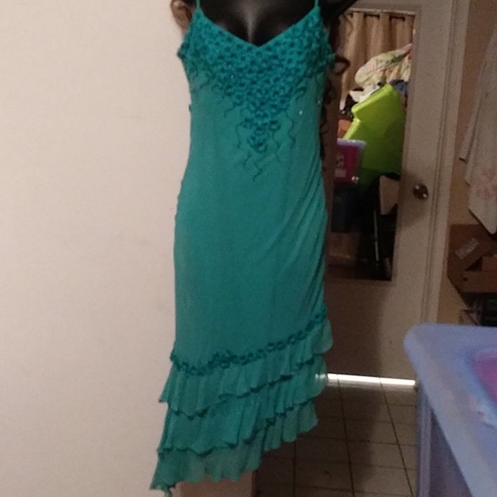 Lotus turquoise 100% silk dress